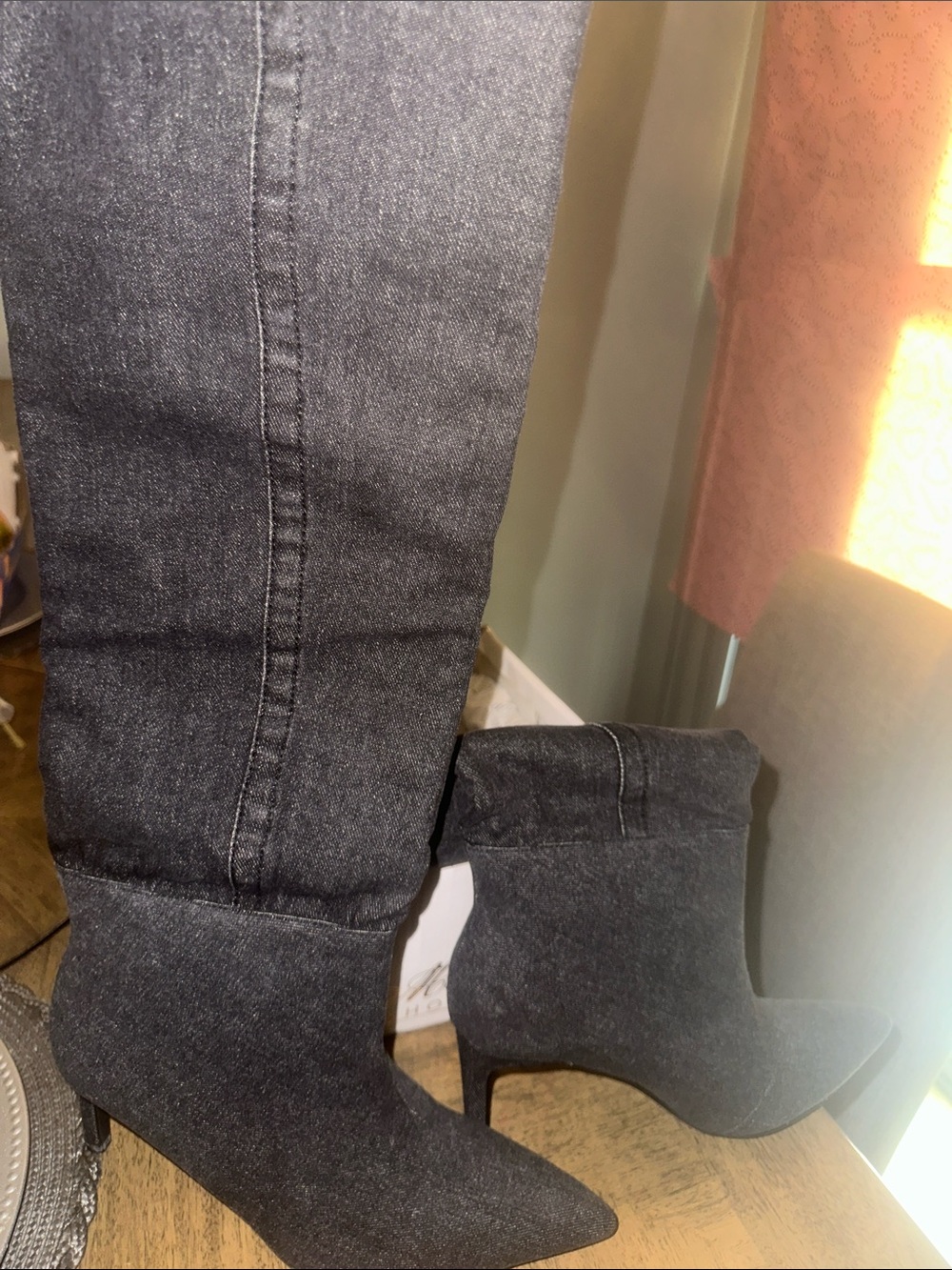 Fashion Nova Black Over-The-Knee Pointed Stiletto Boots